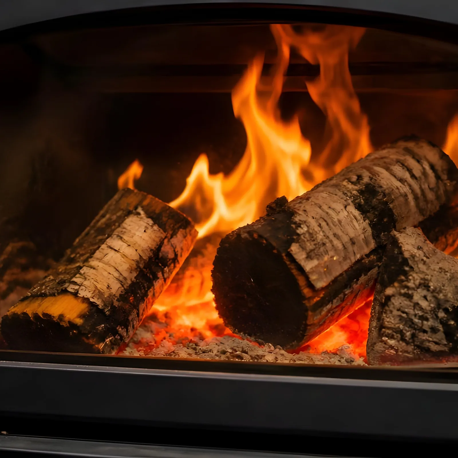 Logs burning in a wood-burning stove